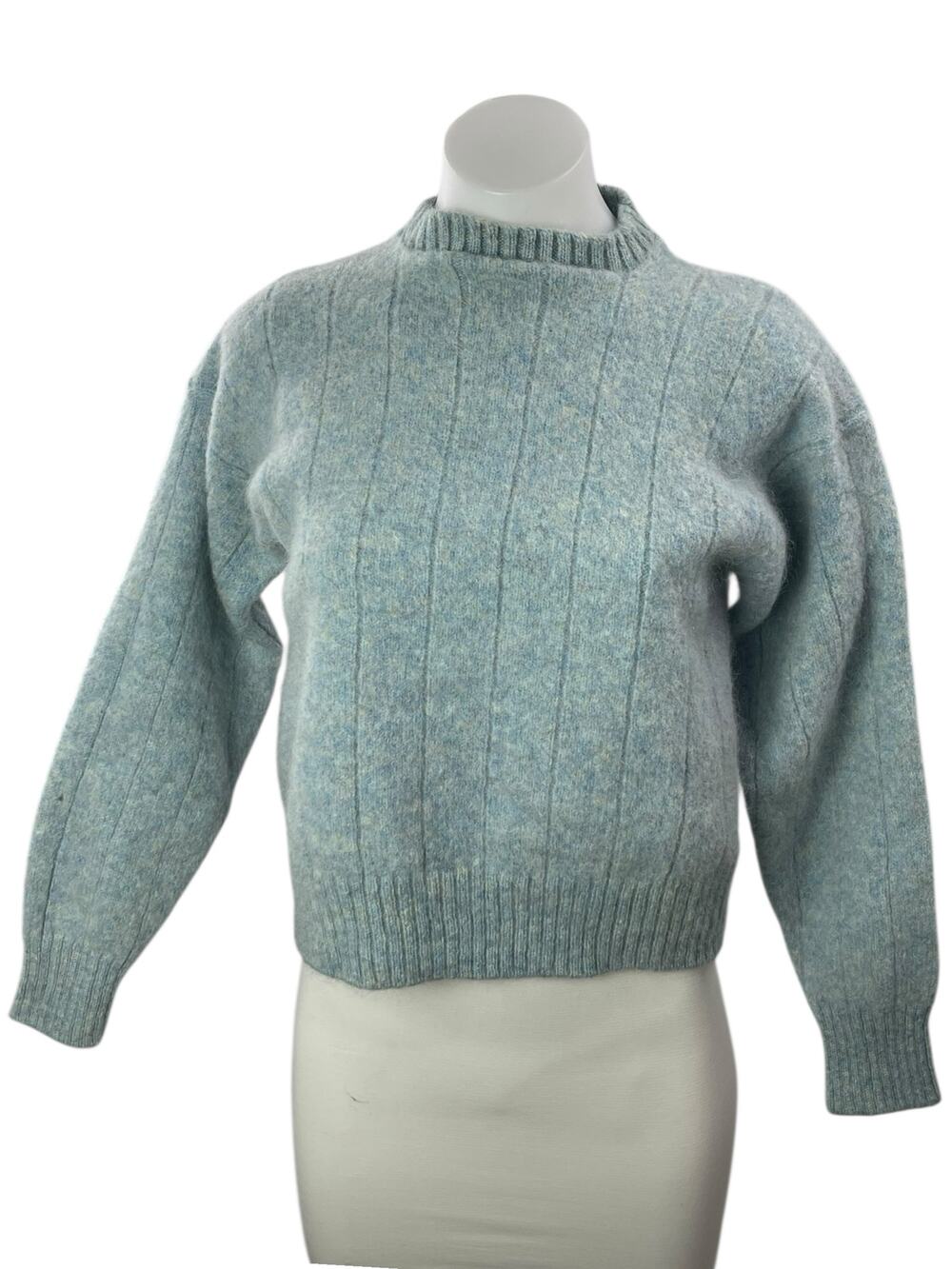 The Baggy Shag by Lord Jeff Blue Wool Long Sleeve Mock Neck Sweater Top Size XL